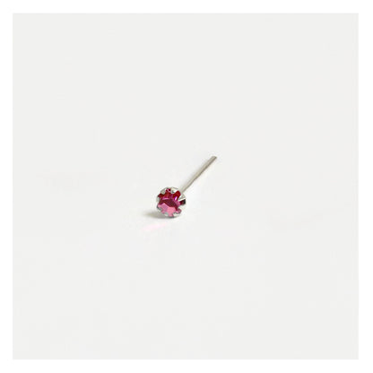 Silver Round Clawset Crystal Nose Pins - 2mm, (Single Colour Boxes)