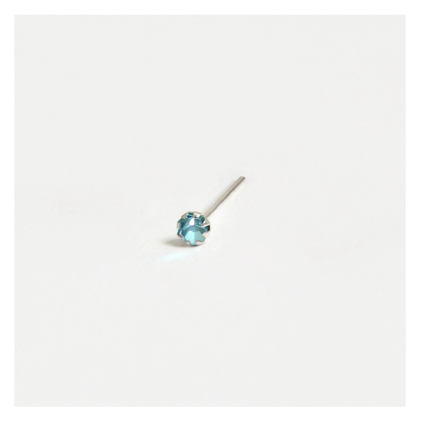 Silver Round Clawset Crystal Nose Pins - 2mm, (Single Colour Boxes)