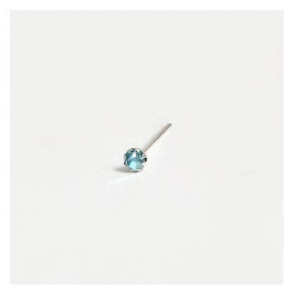Silver Round Clawset Crystal Nose Pins - 2mm, (Single Colour Boxes)