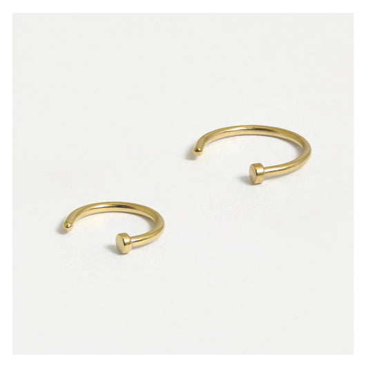 Gold PVD Steel Open Nose Ring - 8mm & 10mm