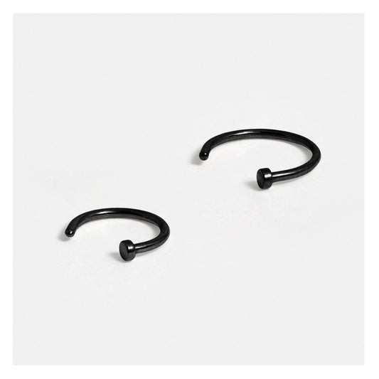 Black PVD Steel Open Nose Ring - 8mm & 10mm