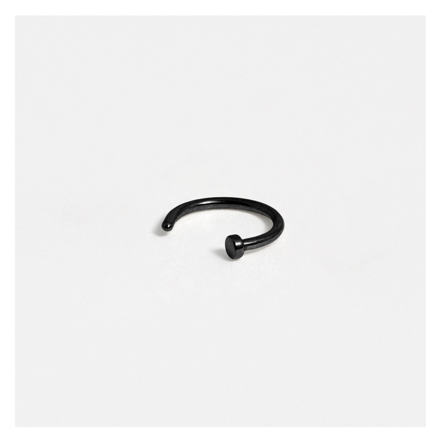 Black PVD Steel Open Nose Ring - 8mm & 10mm