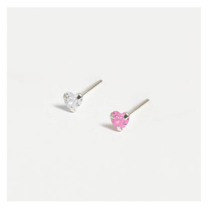 Silver Heart Nose Pins - 3.5mm, (Single Colour Boxes)