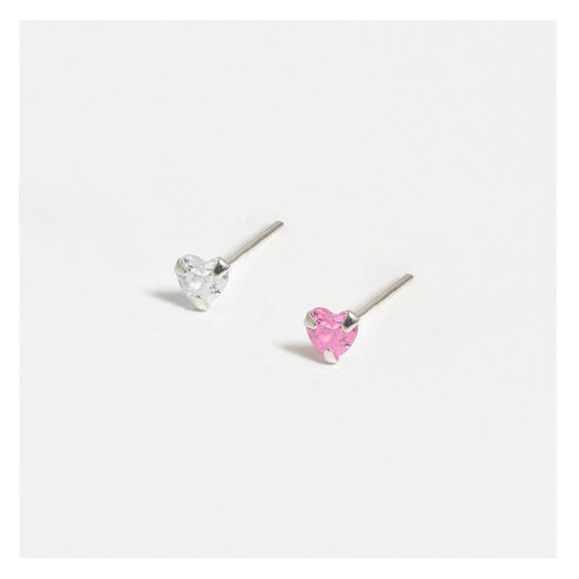 Silver Heart Nose Pins - 3.5mm, (Single Colour Boxes)