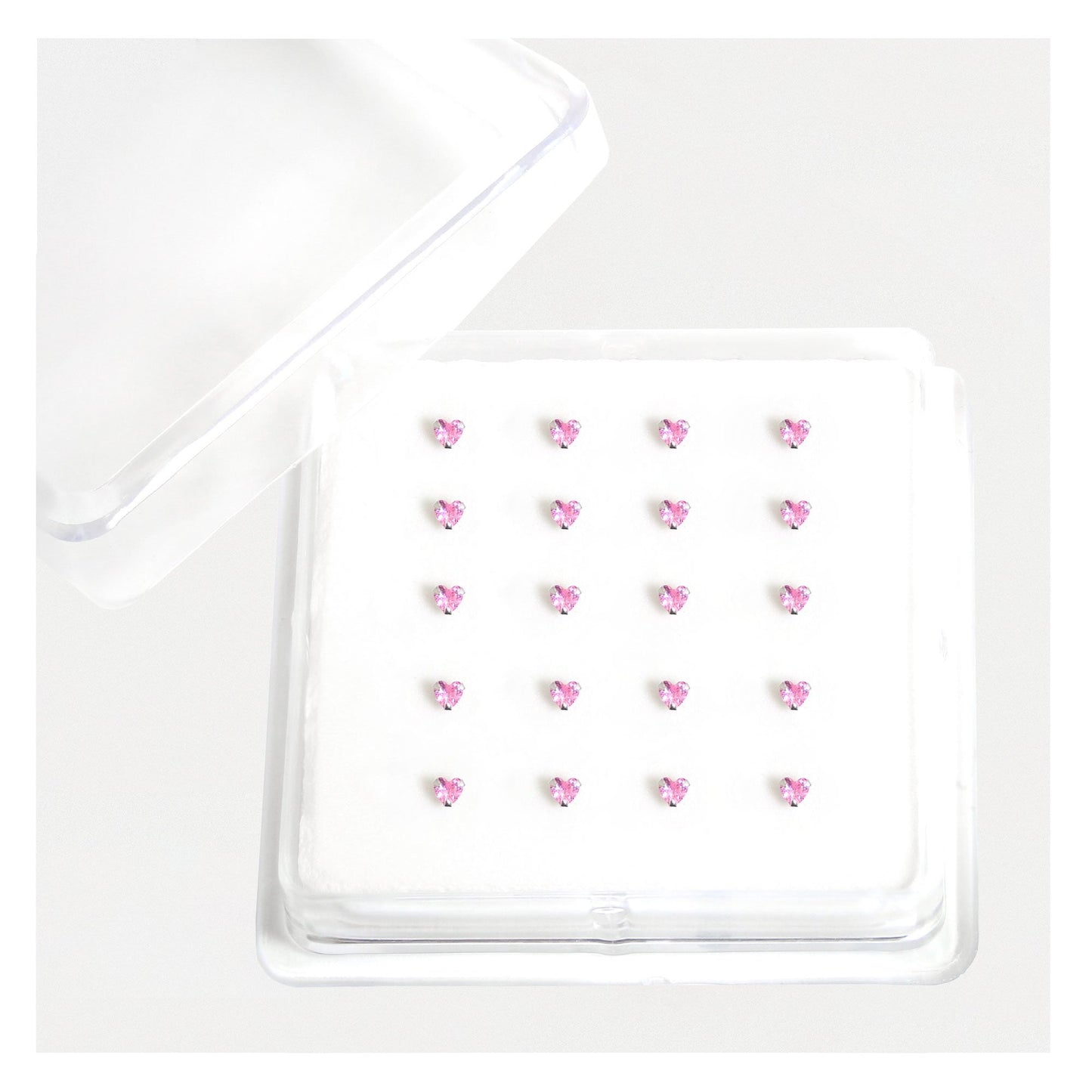 Silver Heart Nose Pins - 3.5mm, (Single Colour Boxes)