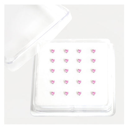 Silver Heart Nose Pins - 3.5mm, (Single Colour Boxes)