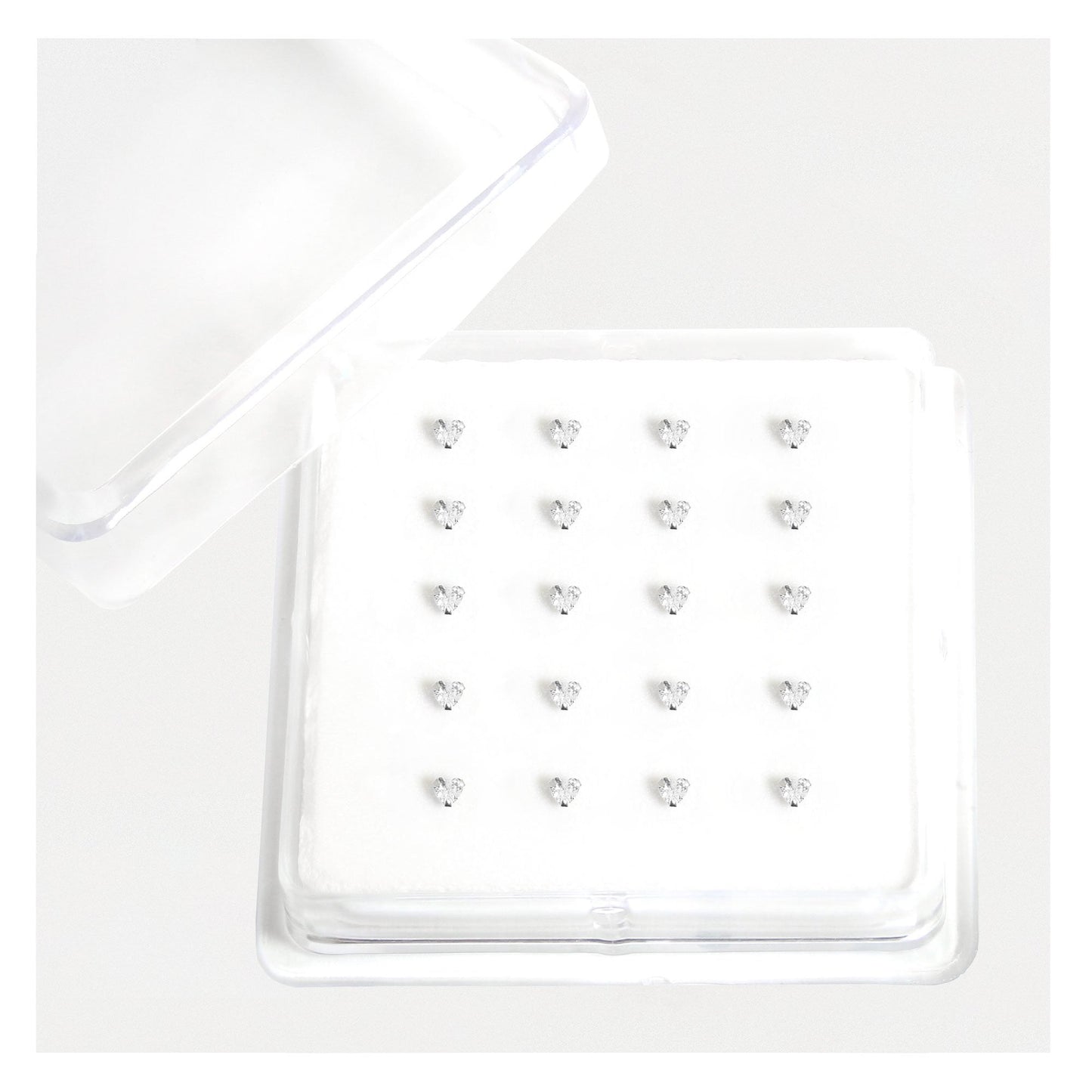 Silver Heart Nose Pins - 3.5mm, (Single Colour Boxes)