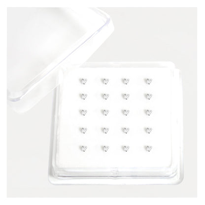 Silver Heart Nose Pins - 3.5mm, (Single Colour Boxes)