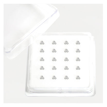 Silver Clear Cluster Nose Pins - 3mm
