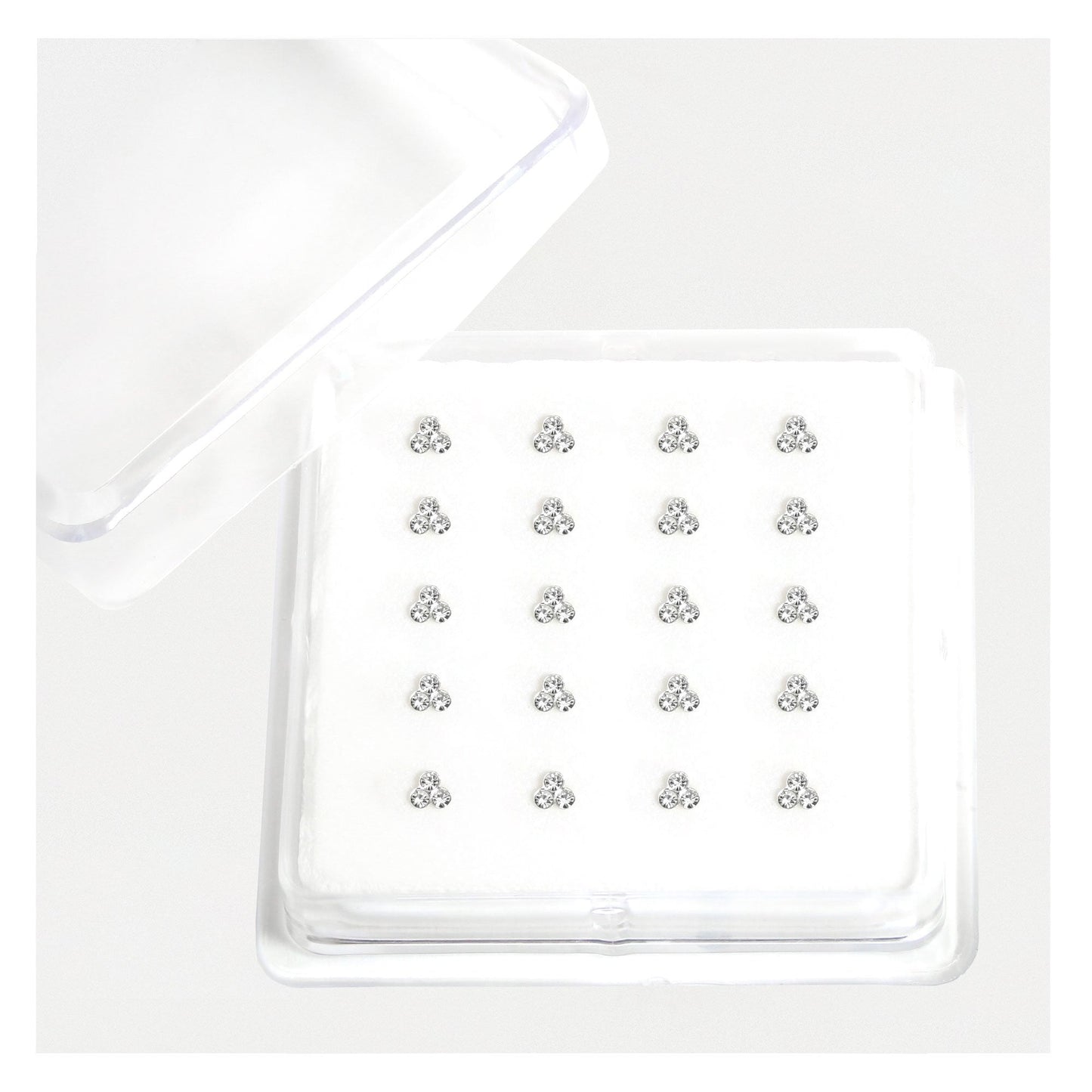 Silver Clear Cluster Nose Pins - 3mm
