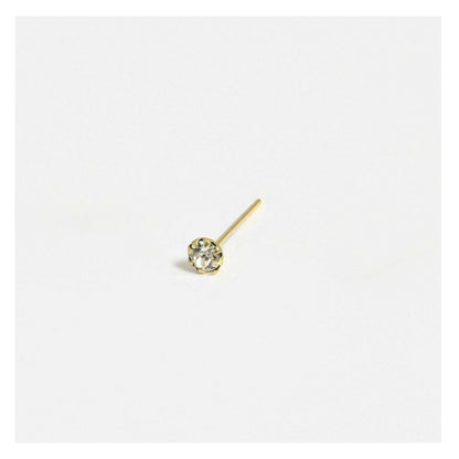 Gold Plated Silver Round Clear Crystal Nose Pins - 2mm