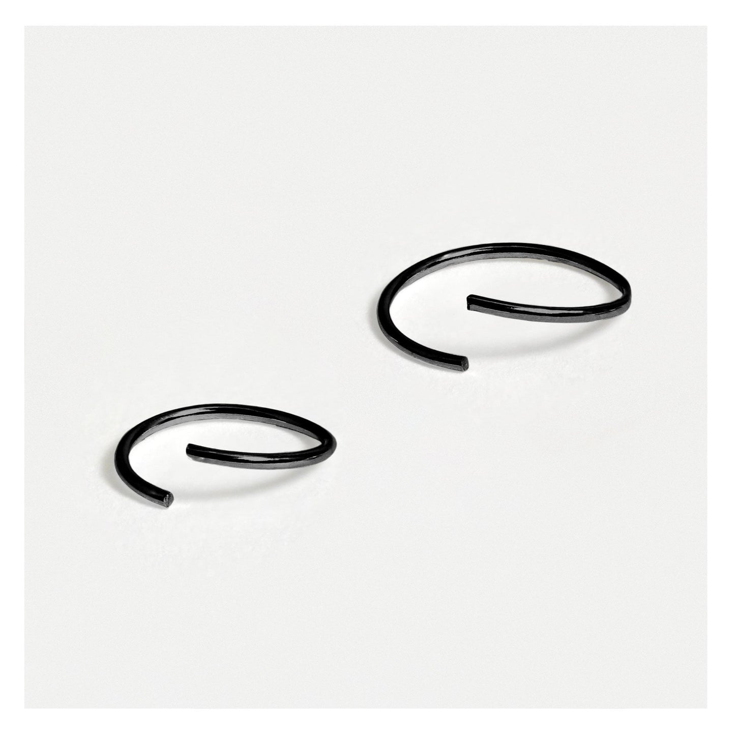 Silver Black PVD Plain Nose Ring - 8mm & 10mm