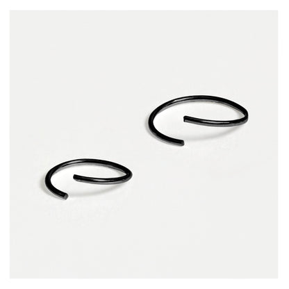 Silver Black PVD Plain Nose Ring - 8mm & 10mm