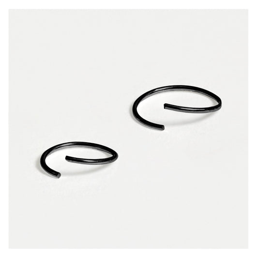 Silver Black PVD Plain Nose Ring - 8mm & 10mm