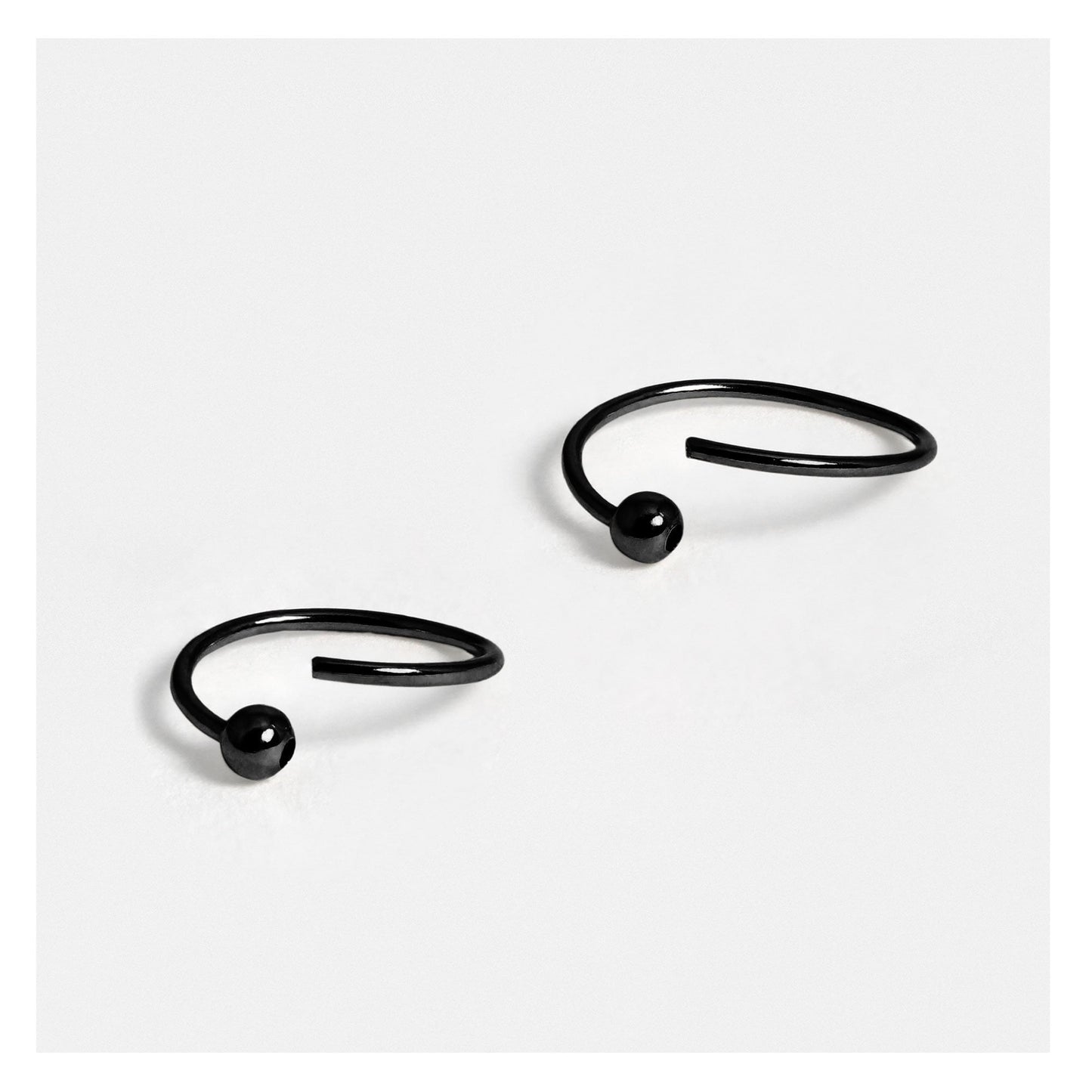 Silver Black PVD Finish Ball Nose Ring - 8mm & 10mm