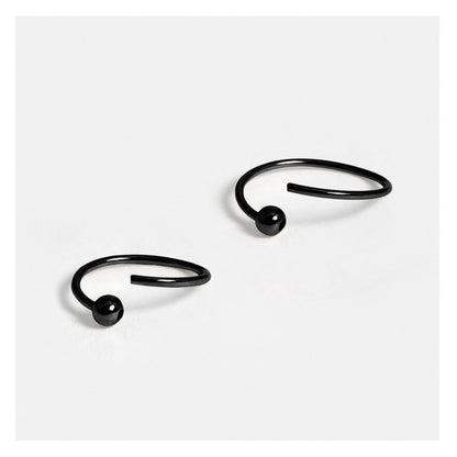 Silver Black PVD Finish Ball Nose Ring - 8mm & 10mm