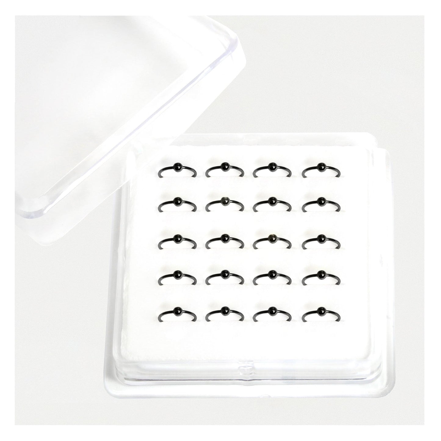 Silver Black PVD Finish Ball Nose Ring - 8mm & 10mm