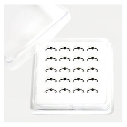 Silver Black PVD Finish Ball Nose Ring - 8mm & 10mm