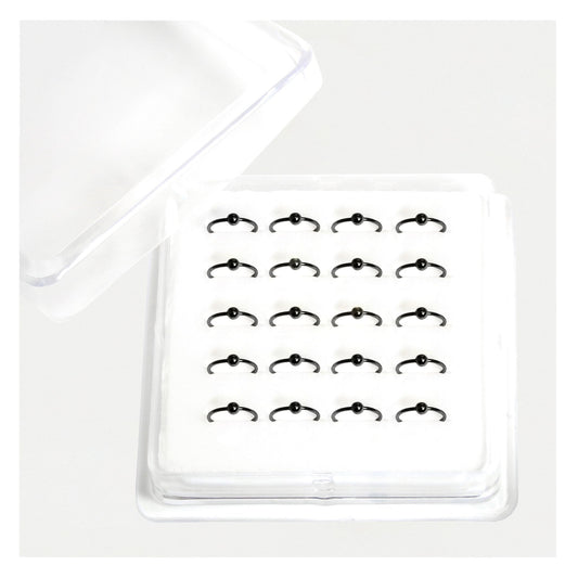 Silver Black PVD Finish Ball Nose Ring - 8mm & 10mm