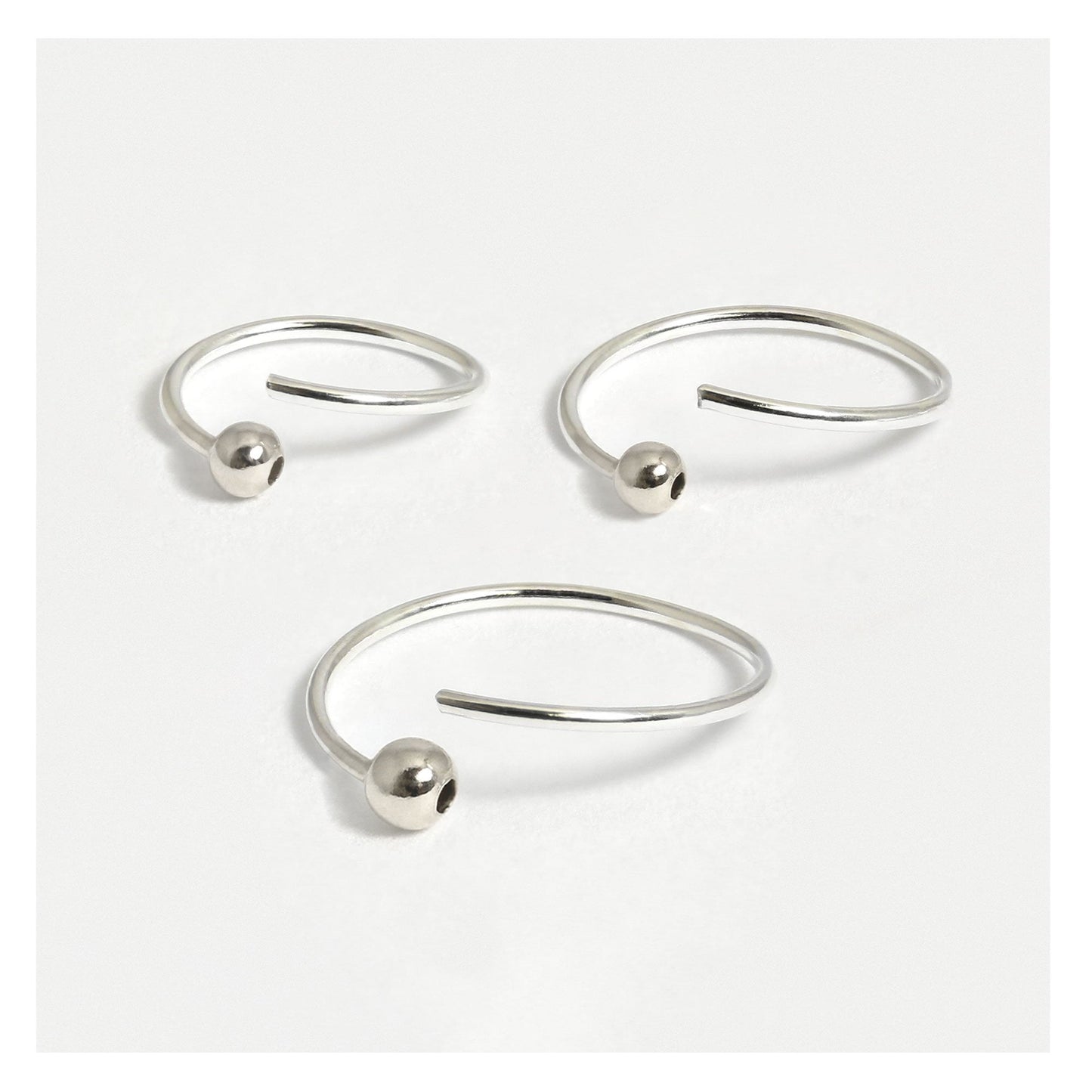Silver Ball Nose Ring 8 - 12mm