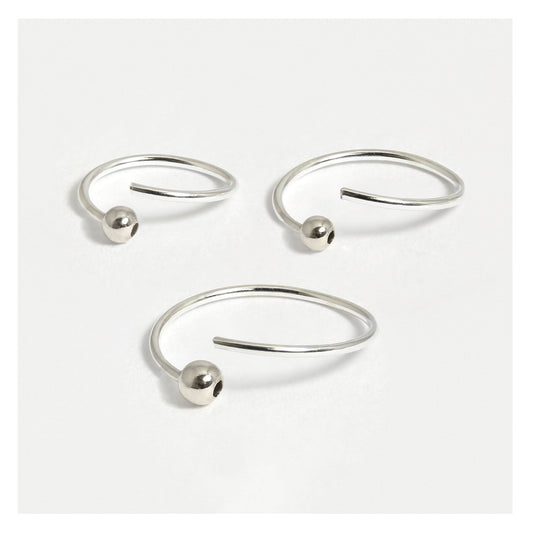 Silver Ball Nose Ring 8 - 12mm