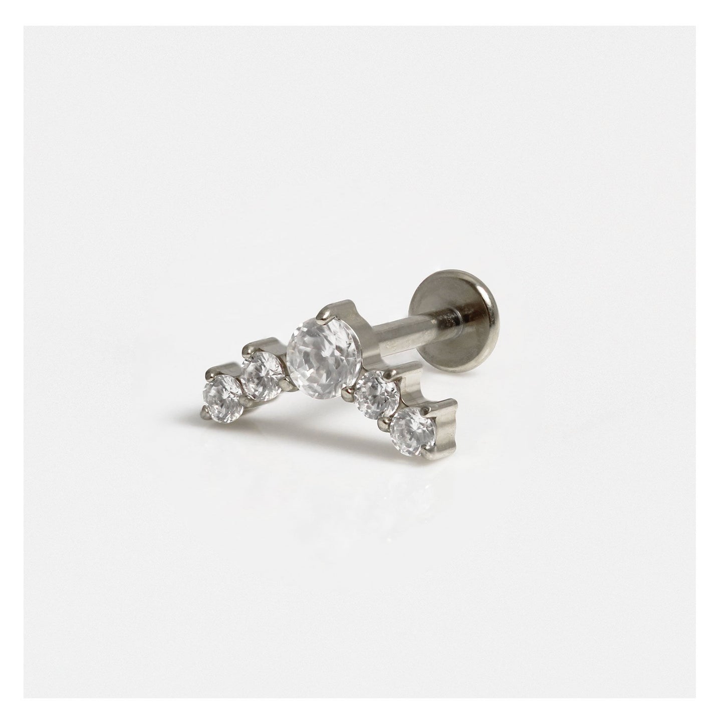 Titanium Charming CZ Crescent Labret - Internally Threaded