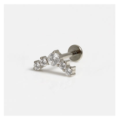 Titanium Charming CZ Crescent Labret - Internally Threaded