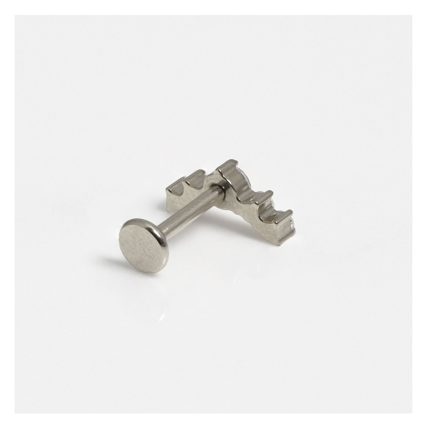 Titanium Charming CZ Crescent Labret - Internally Threaded