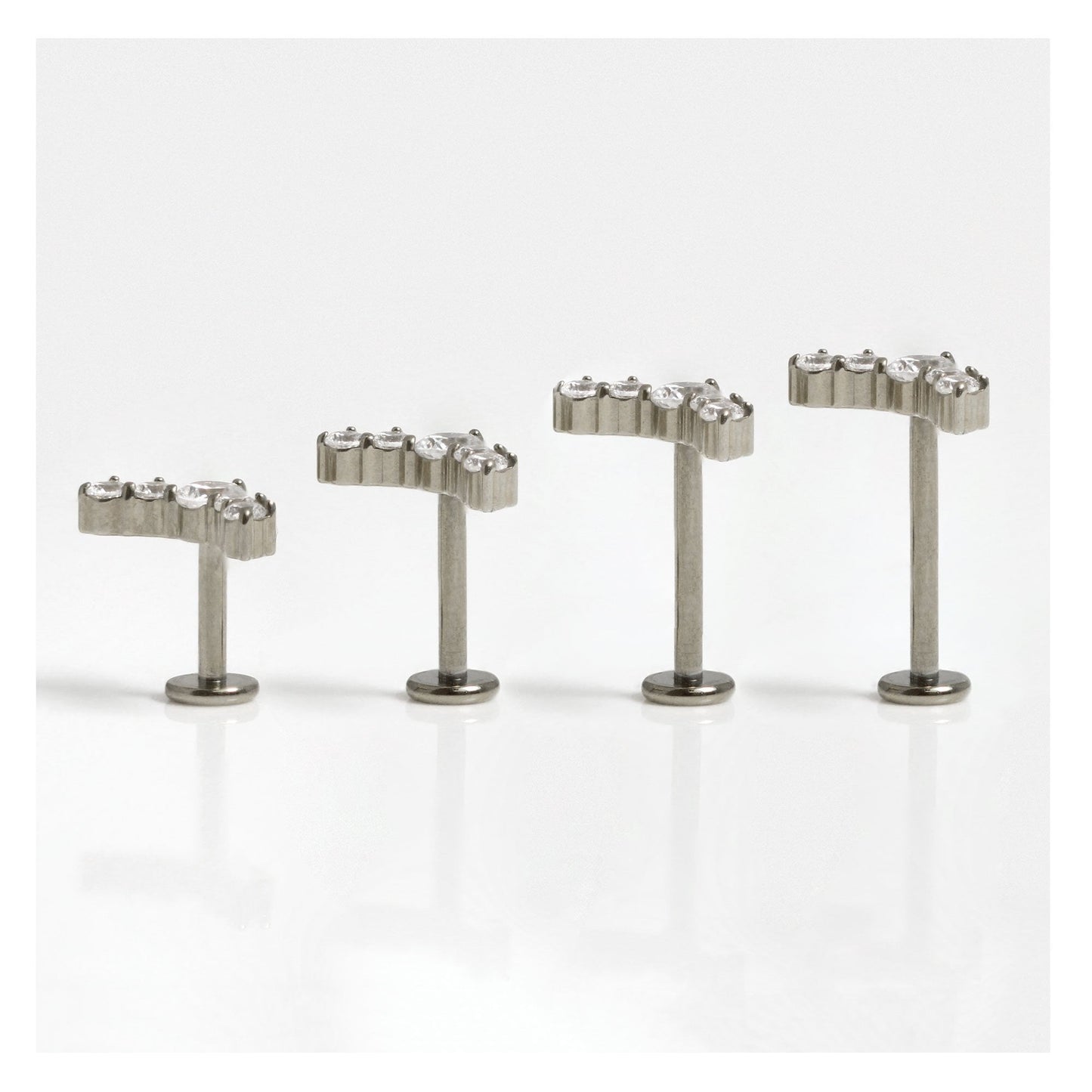 Titanium Charming CZ Crescent Labret - Internally Threaded