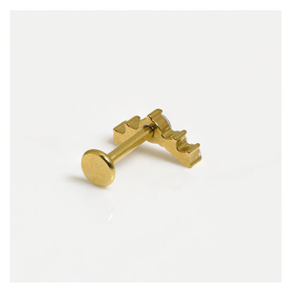 Gold PVD Titanium Charming CZ Crescent Labret - Internally Threaded