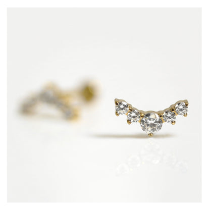 Gold PVD Titanium Charming CZ Crescent Labret - Internally Threaded