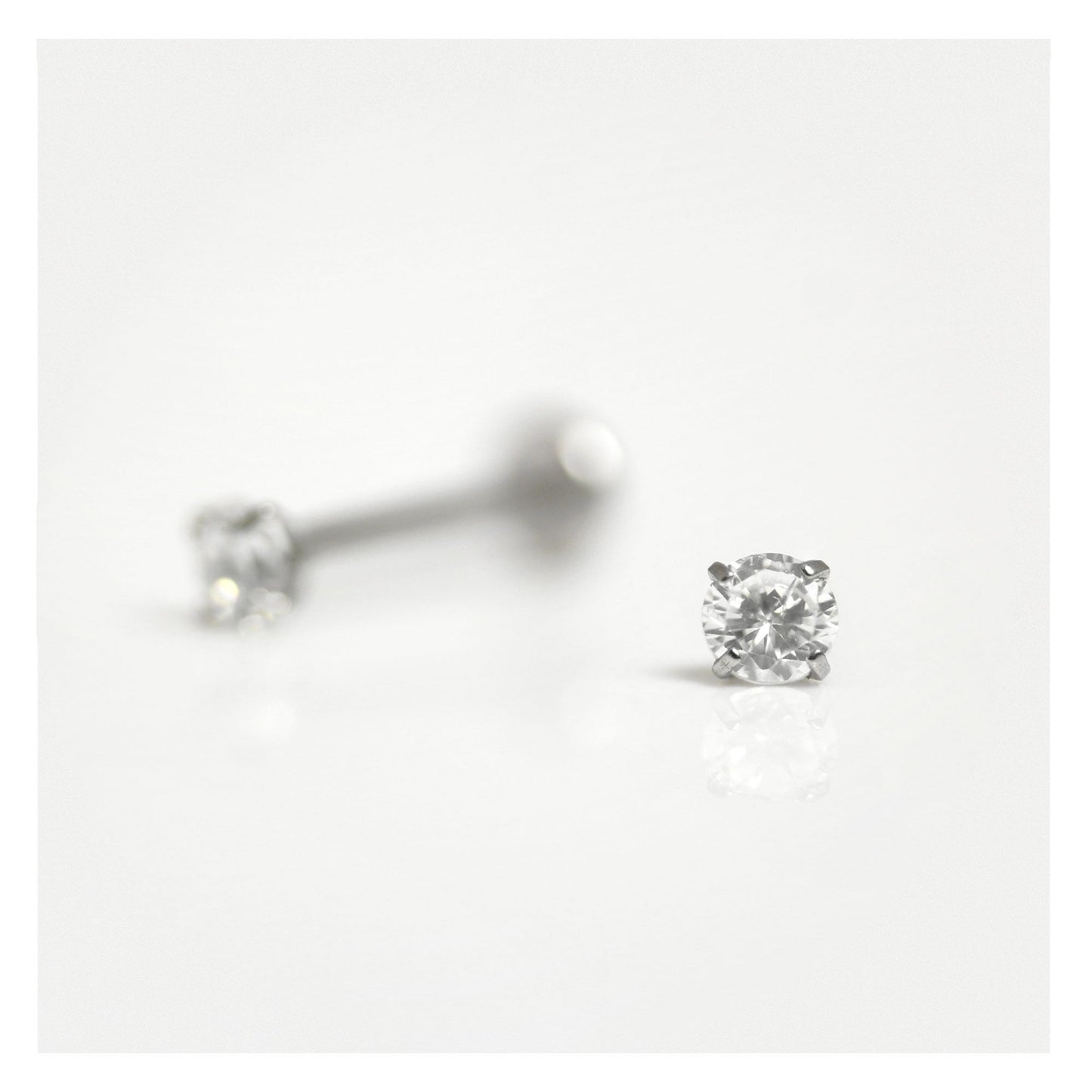 Titanium 3mm Round CZ Clawset Labret - 1.2mm