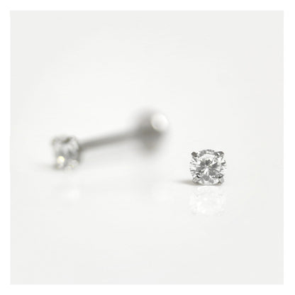 Titanium 3mm Round CZ Clawset Labret - 1.2mm