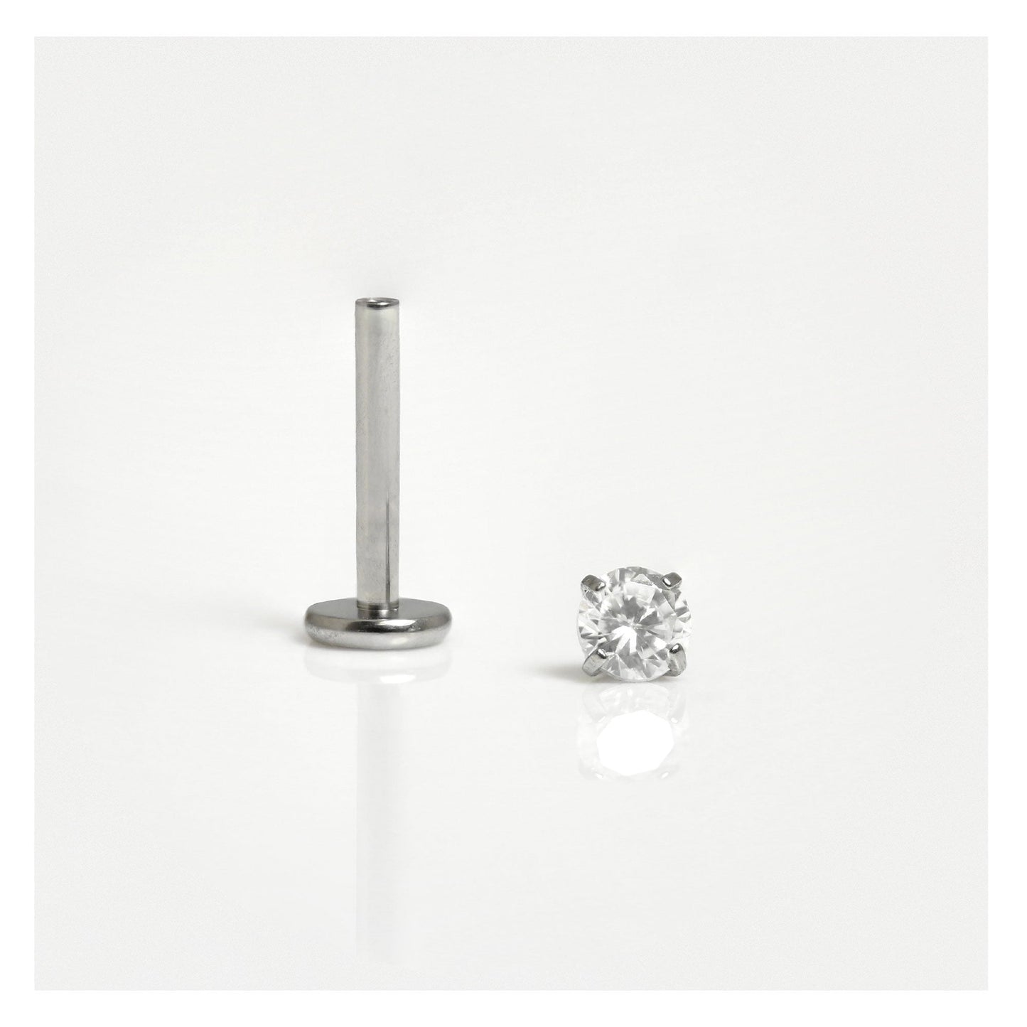 Titanium 3mm Round CZ Clawset Labret - 1.2mm