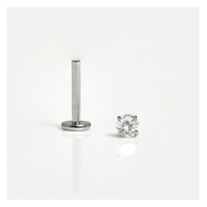 Titanium 3mm Round CZ Clawset Labret - 1.2mm