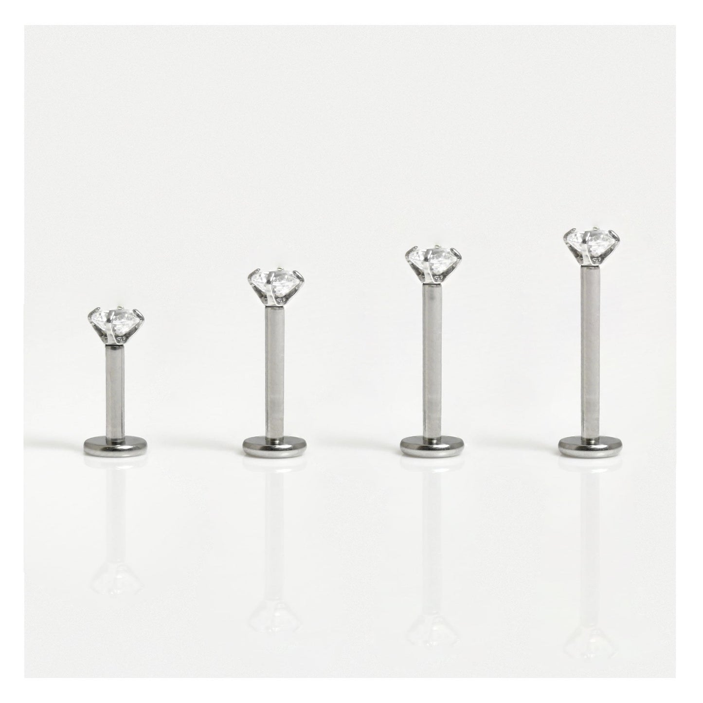 Titanium 3mm Round CZ Clawset Labret - 1.2mm