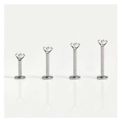 Titanium 3mm Round CZ Clawset Labret - 1.2mm
