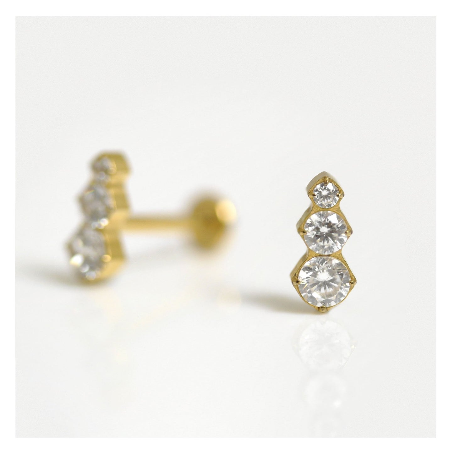Gold PVD Titanium Triple Luxe Labret - 1.2mm - Internally Threaded