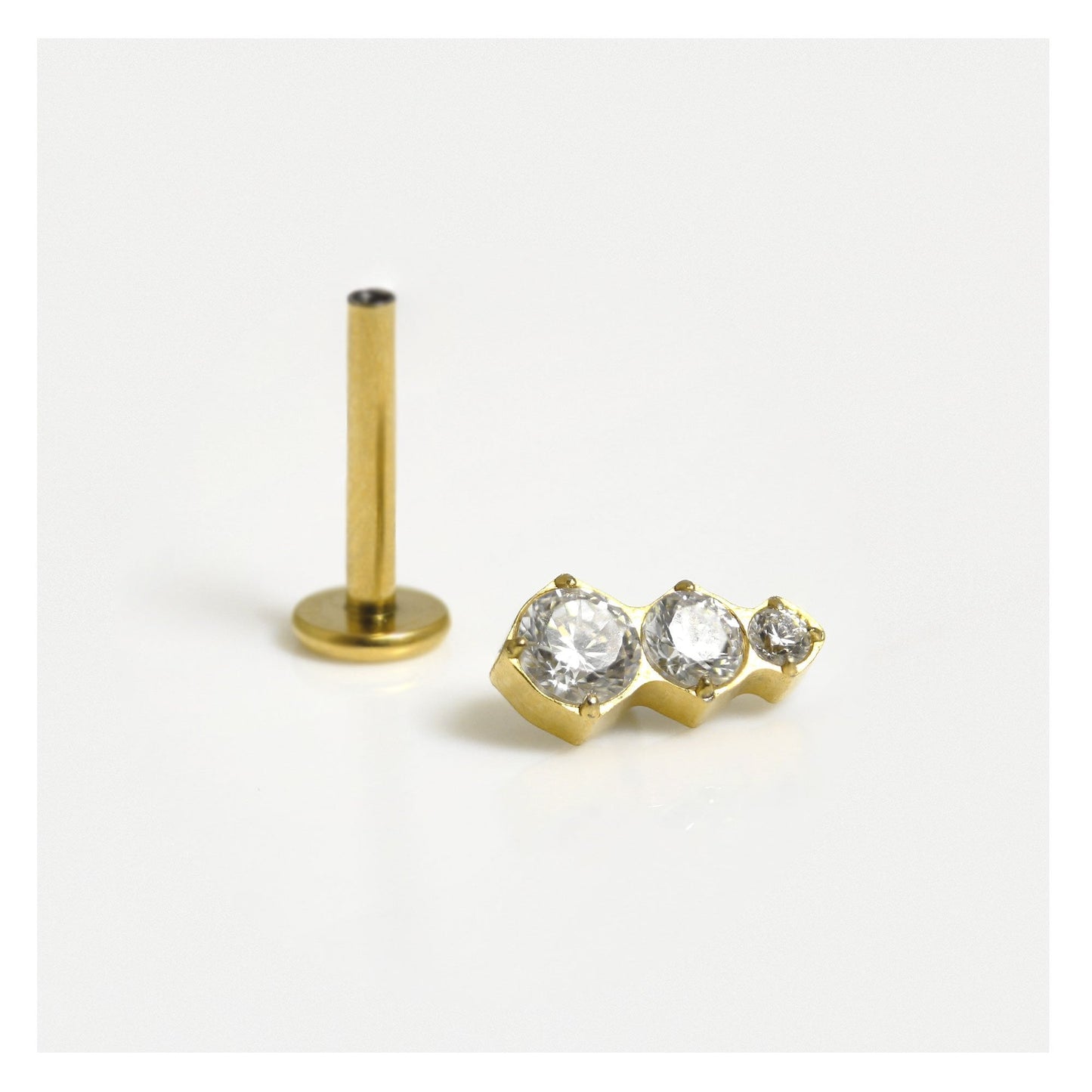 Gold PVD Titanium Triple Luxe Labret - 1.2mm - Internally Threaded
