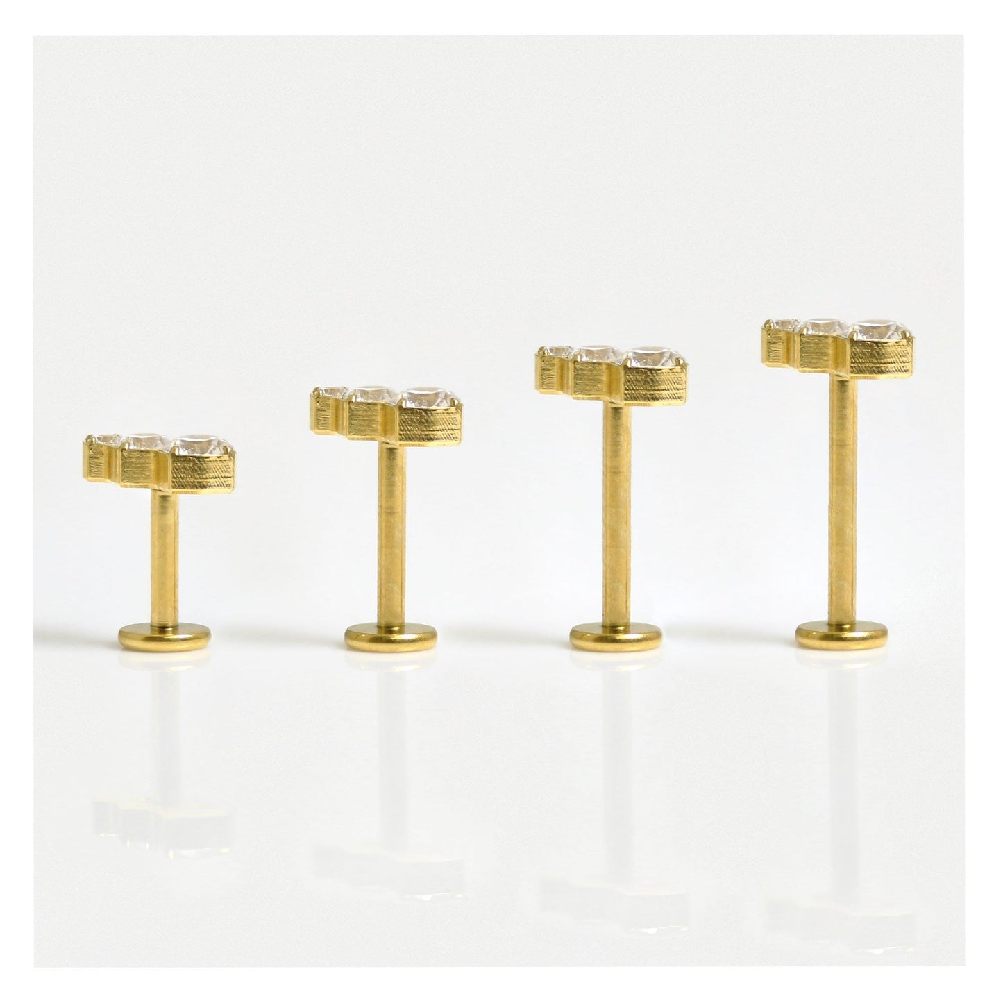 Gold PVD Titanium Triple Luxe Labret - 1.2mm - Internally Threaded