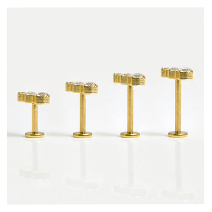 Gold PVD Titanium Triple Luxe Labret - 1.2mm - Internally Threaded