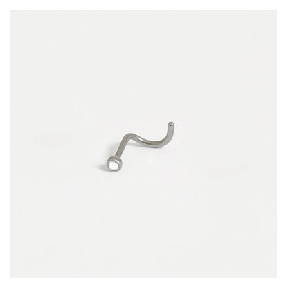 Steel Curly Back Nose Stud - 2mm Gem