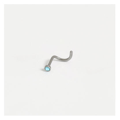 Steel Curly Back Nose Stud - 2mm Gem