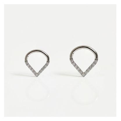 Titanium Sparkly Teardrop Segment Ring - 1.2mm