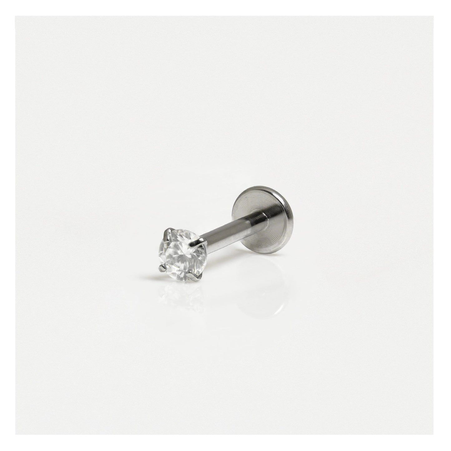 Titanium 3mm Round CZ Clawset Labret - 1.2mm