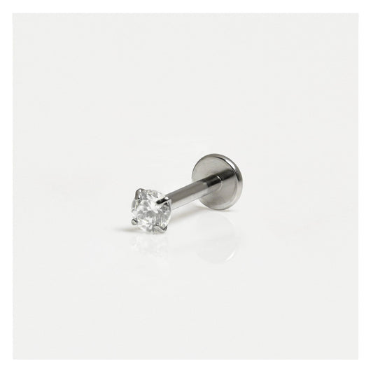 Titanium 3mm Round CZ Clawset Labret - 1.2mm