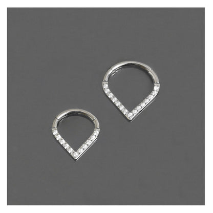 Titanium Sparkly Teardrop Segment Ring - 1.2mm