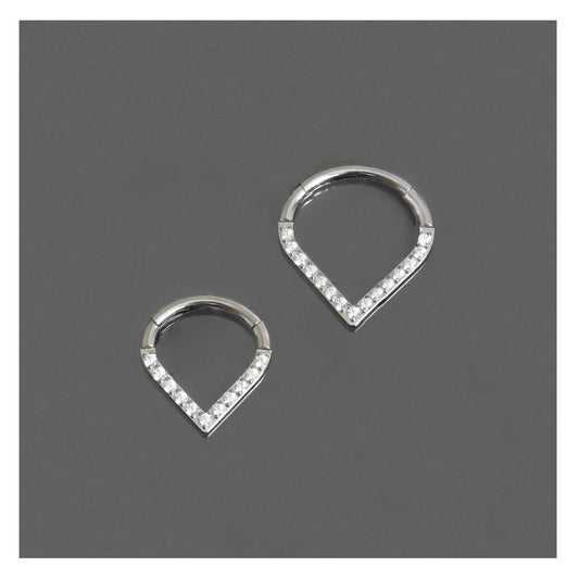 Titanium Sparkly Teardrop Segment Ring - 1.2mm