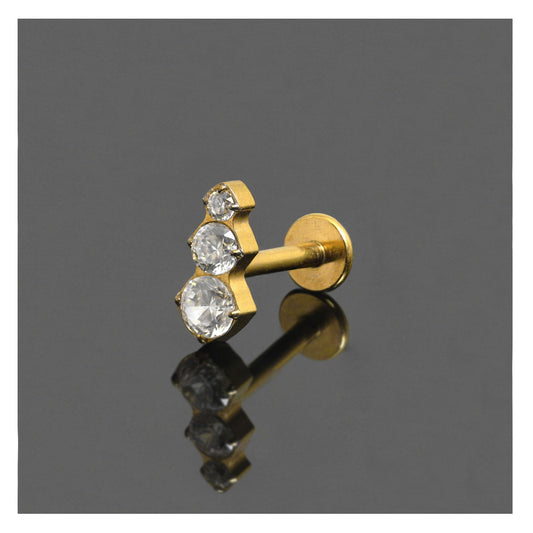 Gold PVD Titanium Triple Luxe Labret - 1.2mm - Internally Threaded
