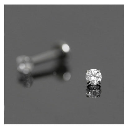 Titanium 3mm Round CZ Clawset Labret - 1.2mm